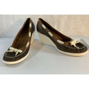 Women's BC FOOTWEAR Size 7.5 Sprint High Wedge Moccasin Dark Brown Slip On Shoe